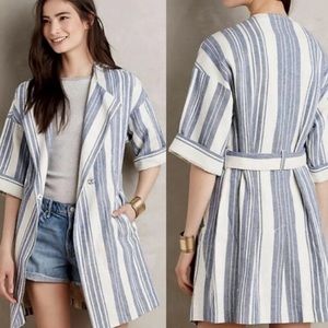 Anthropologie Blue and White Striped Jacket
